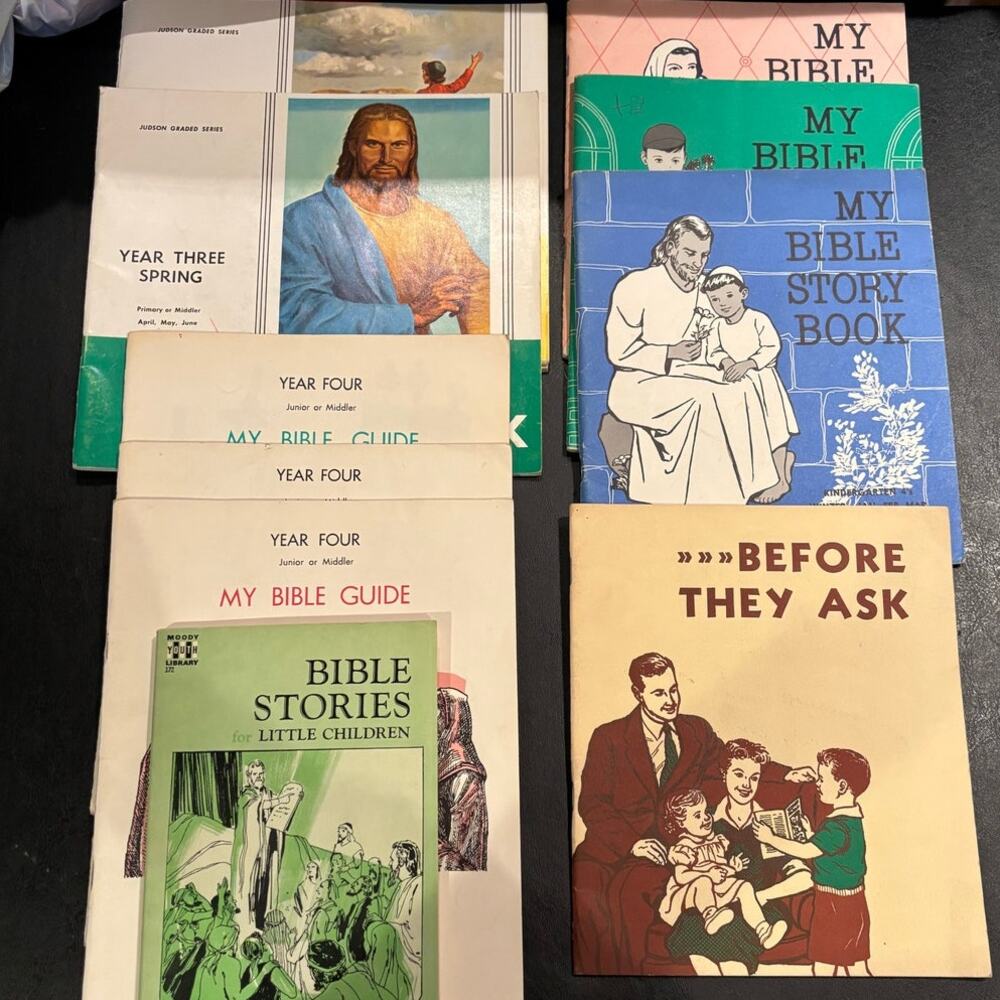 Vintage Lot of 11 Children's Bible Study Books from the 1950's-60's, PB, VG